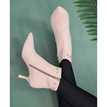 Botine Piele Naturala box crem Ivy