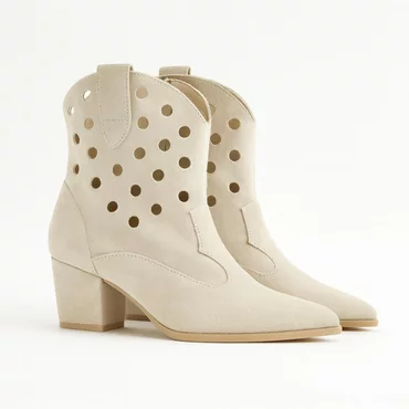 Ciocate dama Piele Naturala Bej perforate Shila