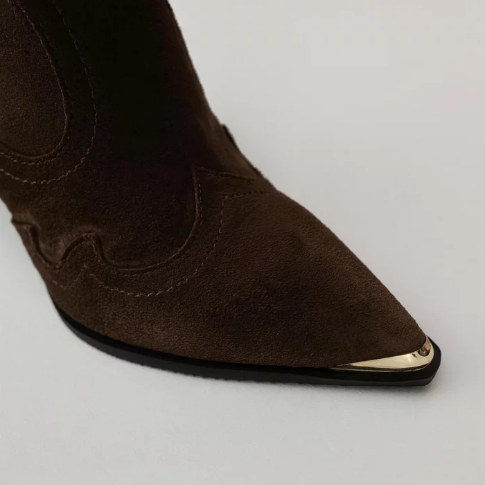 Ciocate dama Piele Naturala Maro ciocolata cu accesorii aurii Santiago picture - 4