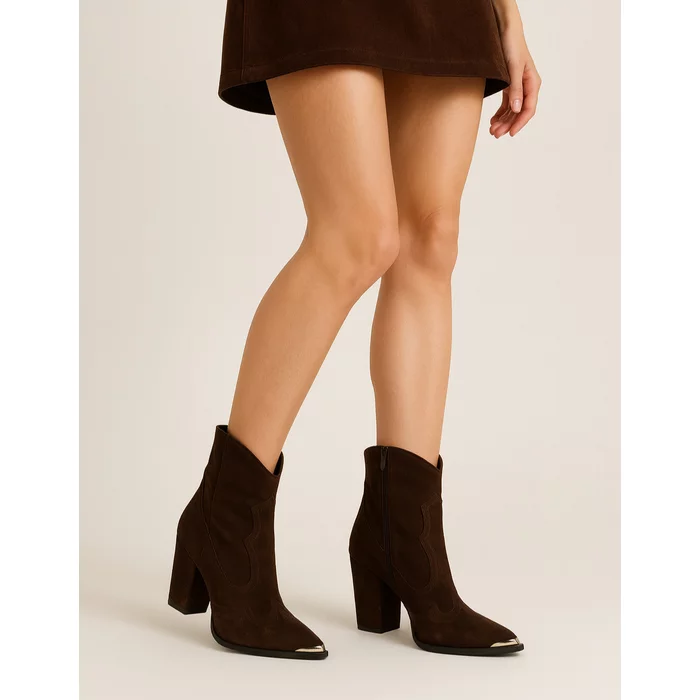 Ciocate dama Piele Naturala Maro ciocolata cu accesorii aurii Santiago picture - 2