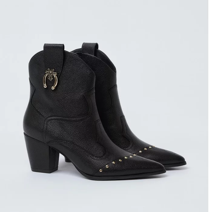 Ciocate dama Piele Naturala Negre accesorizate cu capse Evogue picture - 3