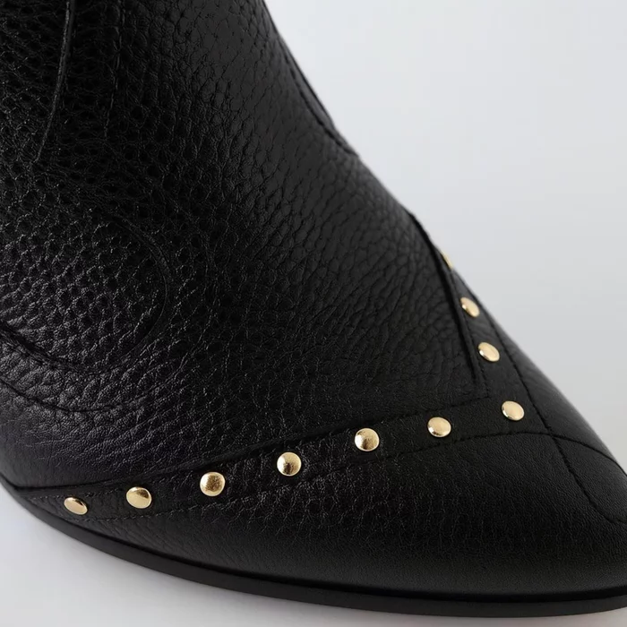 Ciocate dama Piele Naturala Negre accesorizate cu capse Evogue picture - 5