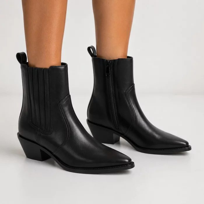 Ciocate dama Piele Naturala Negre box Nora picture - 3