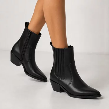 Ciocate dama Piele Naturala Negre box Nora