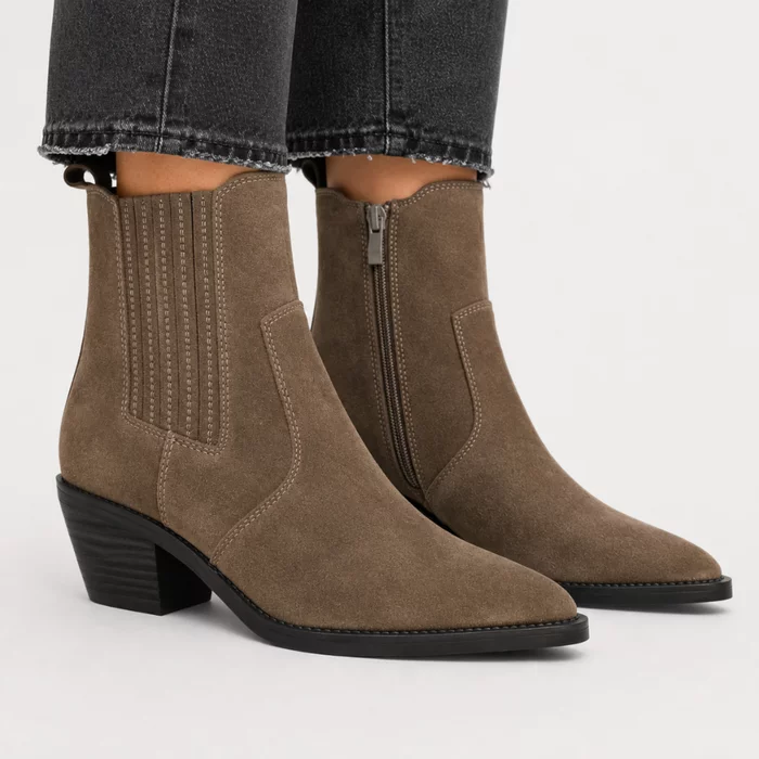 Ciocate dama Piele Naturala Taupe velur Nora picture - 2