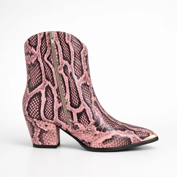 Ciocate din Piele Naturala imprimeu sarpe roz Kira picture - 4