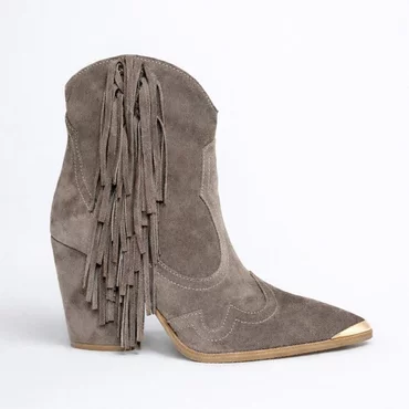 Ciocate Piele Naturala Bej cipria cu franjuri Dakota