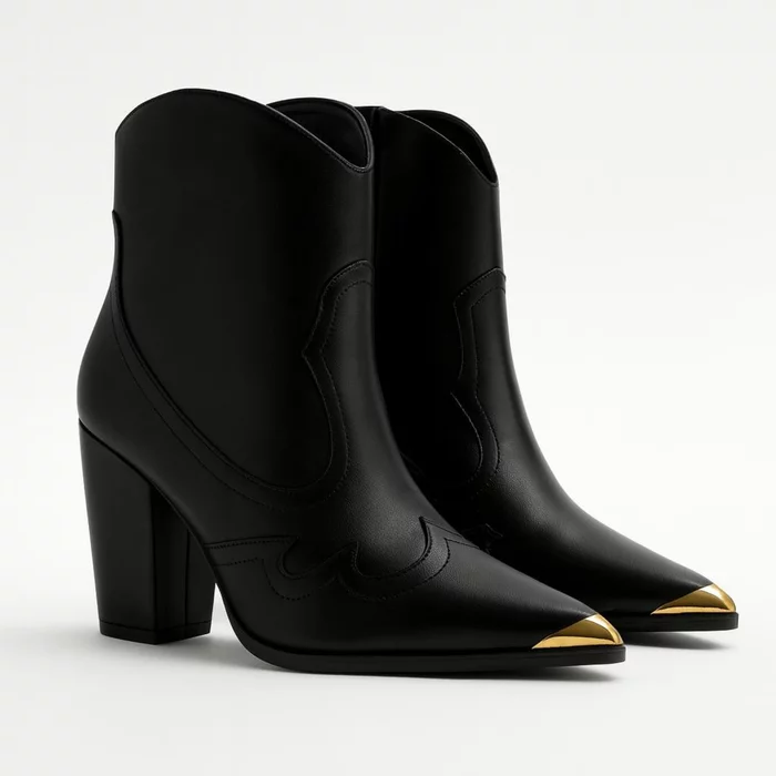 Ciocate Piele Naturala Negre cu accesorii aurii Santiago picture - 2