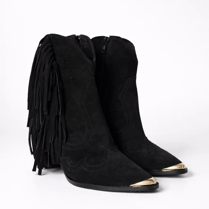 Ciocate Piele Naturala Negre cu franjuri Black Dakota picture - 3