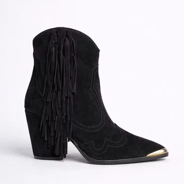 Ciocate Piele Naturala Negre cu franjuri Black Dakota