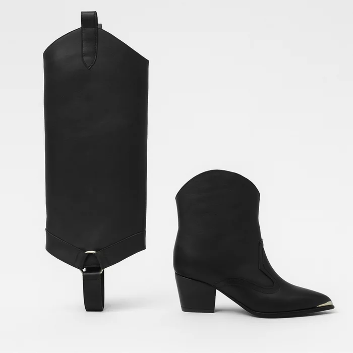 Cizme cu carambi detasabili Piele Naturala Negre box Jinx picture - 2