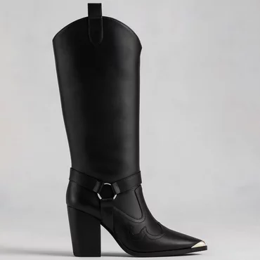 Cizme cu carambi detasabili Piele Naturala Negre Jinx