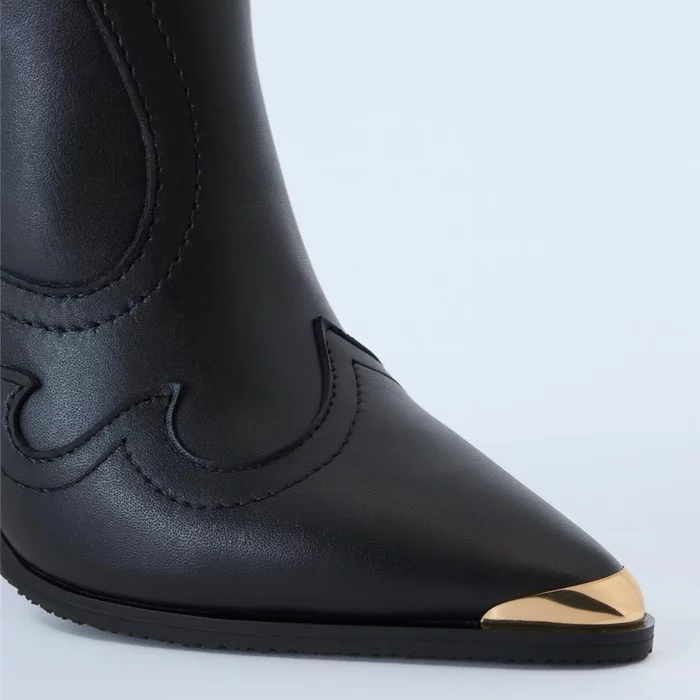 Cizme cu carambi detasabili Piele Naturala Negre Jinx picture - 4