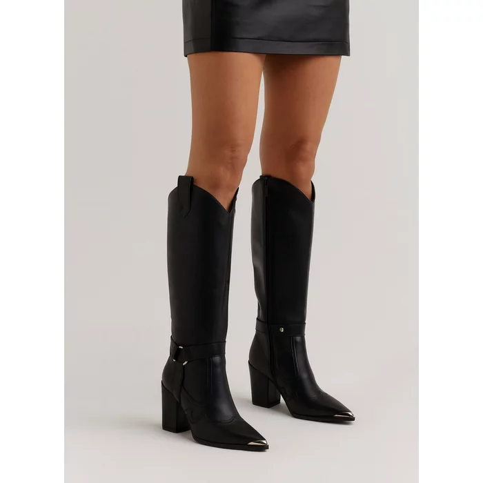 Cizme cu carambi detasabili Piele Naturala Negre Jinx picture - 2