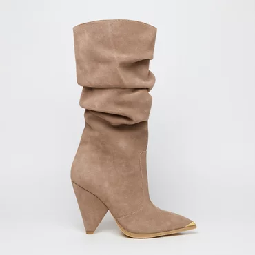 Cizme fronsate Piele Naturala Bej Luxury 39