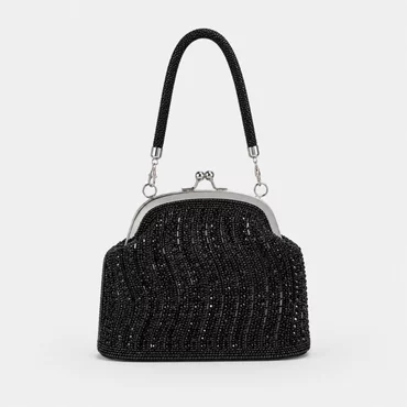 Geanta dama cu Cristale Negre Firenze– Geantă Elegantă de Ocazie pentru Evenimente Speciale