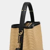 Geanta dama din Ratan Natural Bej si Piele Naturala Neagra Palma picture - 5