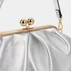 Geanta dama eleganta din Piele Naturala Argintie Monaco picture - 4