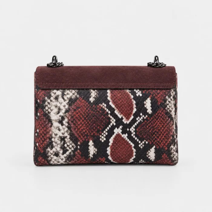 Geanta dama mini din Piele Naturala Bordo cu print snake Vita picture - 4
