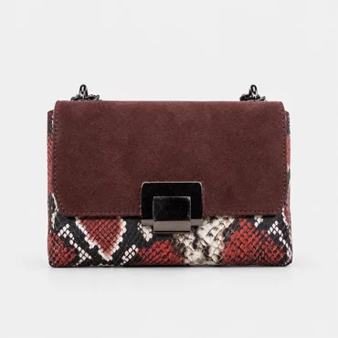 Geanta dama mini din Piele Naturala Bordo cu print snake Vita