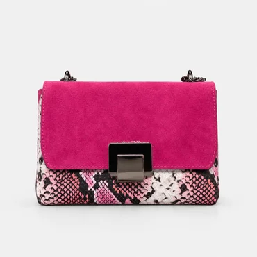 Geanta dama mini din Piele Naturala Fuxia cu print snake Vita