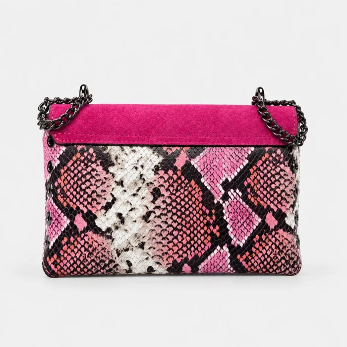 Geanta dama mini din Piele Naturala Fuxia cu print snake Vita picture - 3