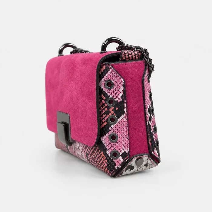 Geanta dama mini din Piele Naturala Fuxia cu print snake Vita picture - 4