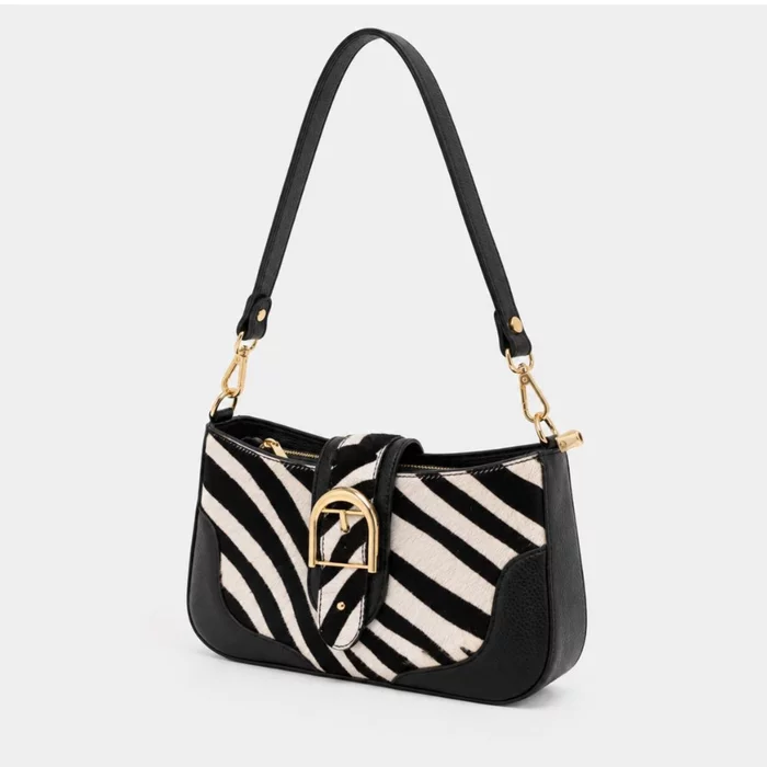 Geanta dama Piele Naturala Neagra si imprimeu tip ponei zebra Judy picture - 4