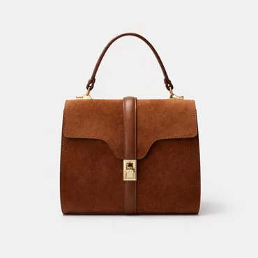 Geanta dama Piele Naturala velur Maro cogniac Linea