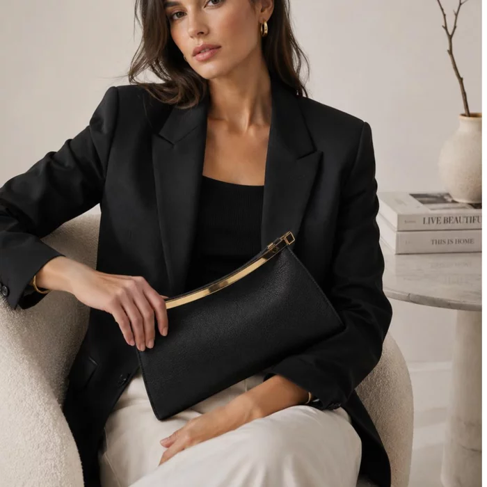 Geanta dama tip clutch din Piele Naturala Neagra Maestro picture - 2