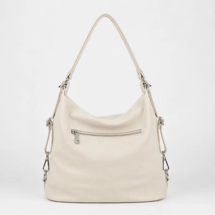 Geanta dama tip rucsac din Piele Naturala Crem Mira picture - 4