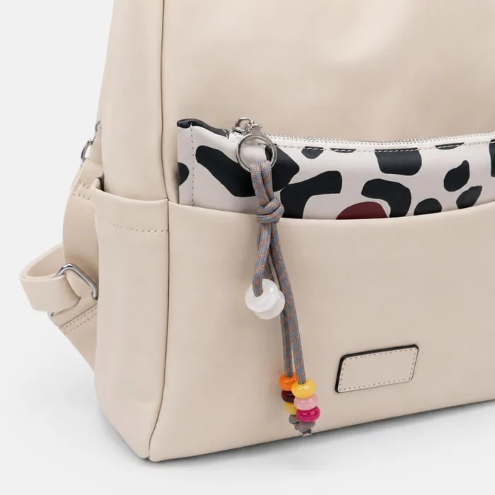 Geanta dama tip rucsac din textil Bej Katalea picture - 4