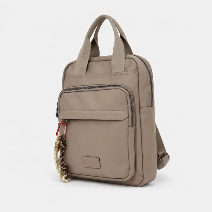 Geanta dama tip rucsac din textil Taupe Talin picture - 3