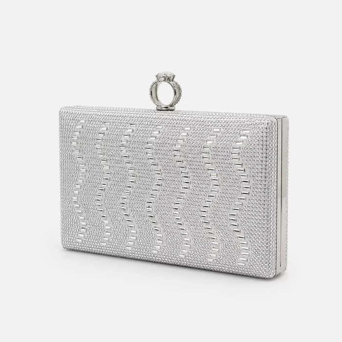 Geantă Elegantă Daiana Argintie cu Cristale – Clutch de Ocazie pentru Evenimente Speciale picture - 2