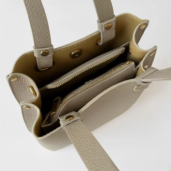 Geanta medie dama Piele Naturala Bej Lisa picture - 3