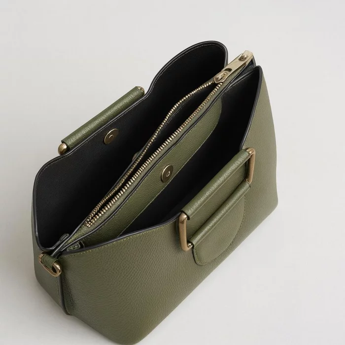 Geanta medie dama Piele Naturala Kaki Deniz picture - 3