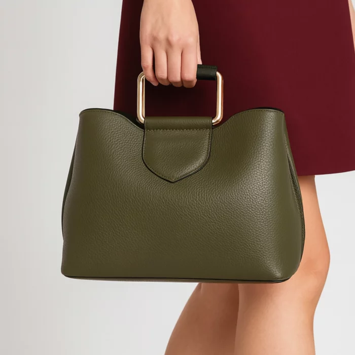 Geanta medie dama Piele Naturala Kaki Deniz picture - 2