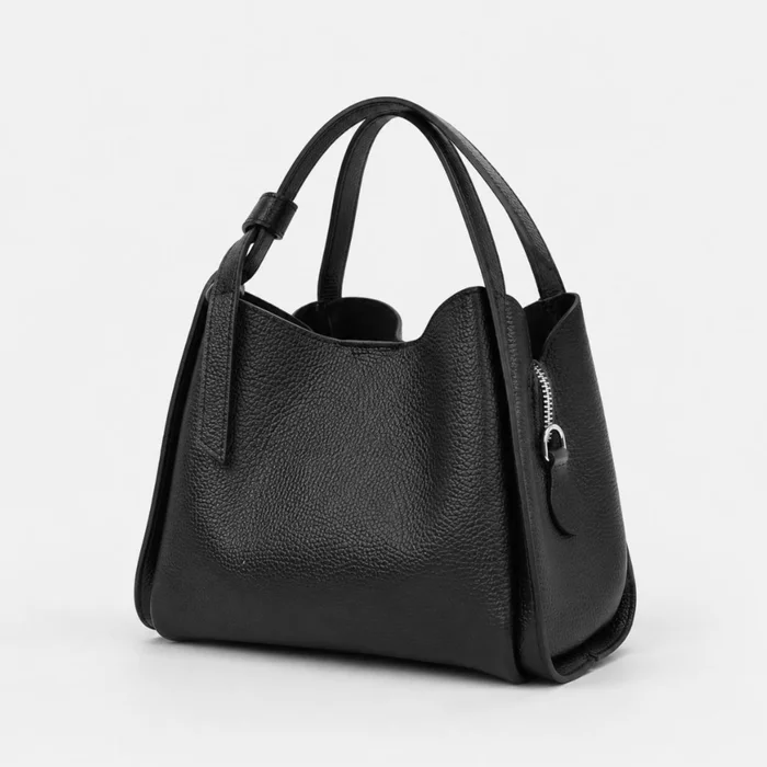 Geanta medie dama Piele Naturala Neagra Adella picture - 3