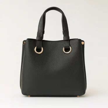 Geanta medie dama Piele Naturala Neagra Lisa