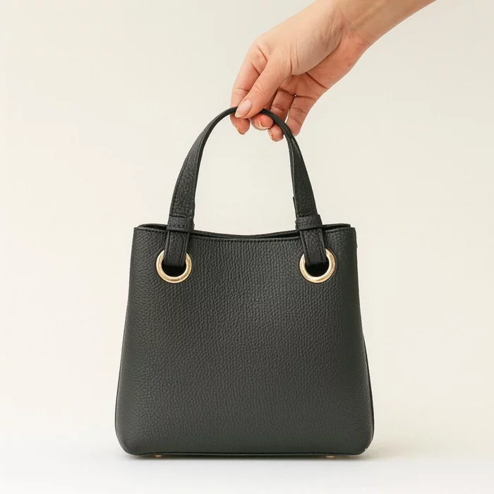 Geanta medie dama Piele Naturala Neagra Lisa picture - 3