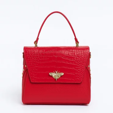 Geanta medie dama Piele Naturala rosie Alma