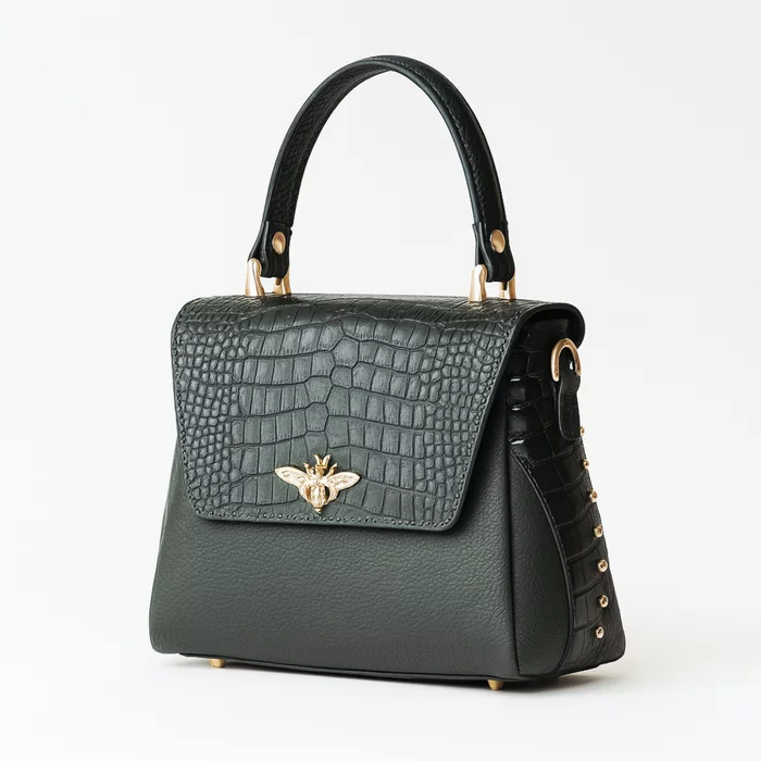 Geanta medie dama piele neagra Alma picture - 2