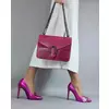 Geanta medie Piele Naturala fuxia Lana