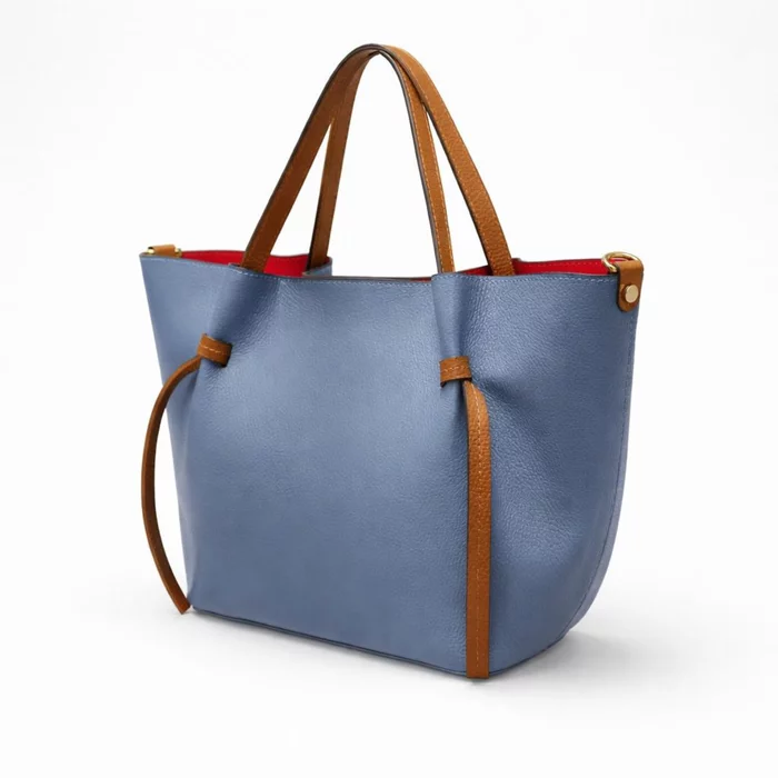Geanta shopper din Piele Naturala bizon Blue Dayli picture - 3
