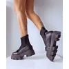 Ghete dama de vara Piele Naturala Negre si plasa textil Kamila