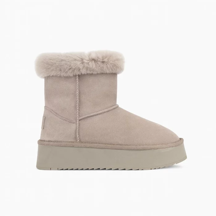 Ghete dama imblanite din Piele Naturala Bej Claudia picture - 2