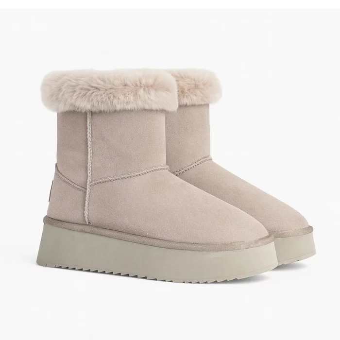 Ghete dama imblanite din Piele Naturala Bej Claudia picture - 3