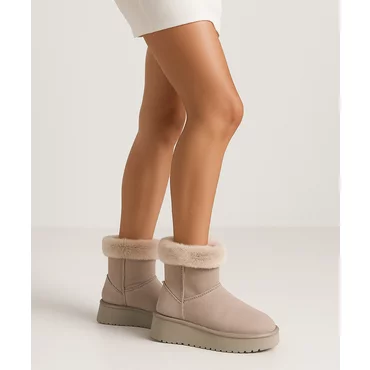 Ghete dama imblanite din Piele Naturala Bej Claudia