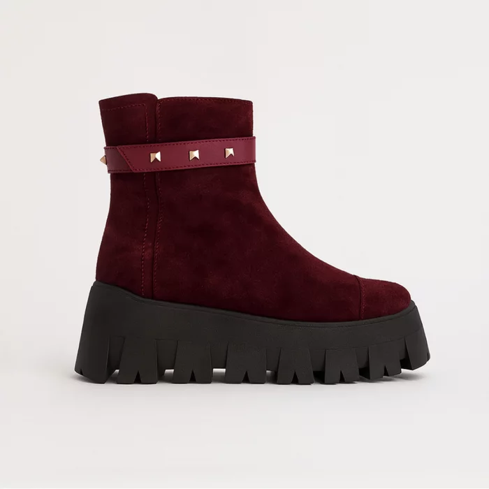 Ghete dama Piele Naturala Bordo Alima picture - 2