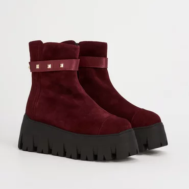 Ghete dama Piele Naturala Bordo Alima